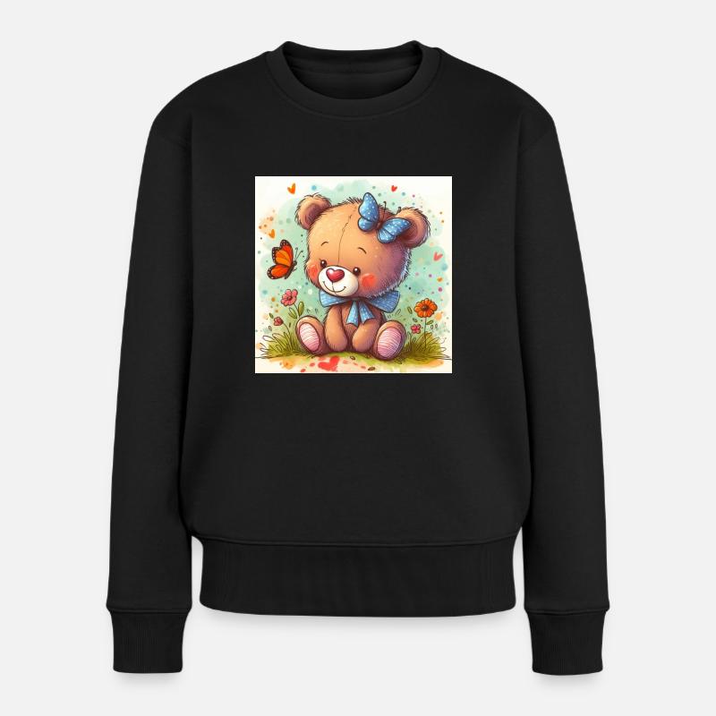 Ours avec papillon - Pull Premium bio Femme - noir