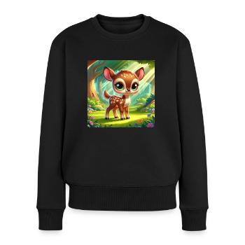 Dessin animé faon - Pull Premium bio Femme - noir - Devant - Julia (174cm)