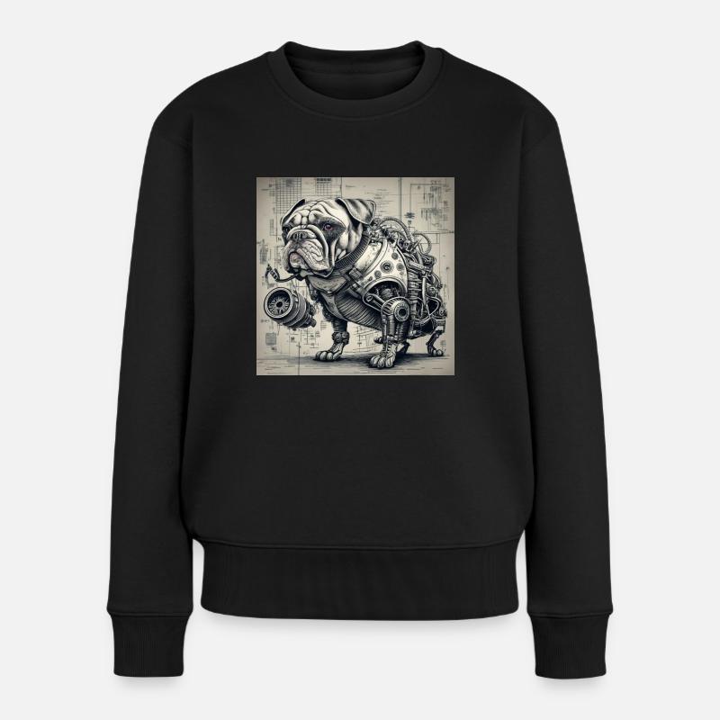 Hund Stil Cyborg Steampunk Cyberpunk Biomec - Frauen Premium Bio Pullover - Schwarz
