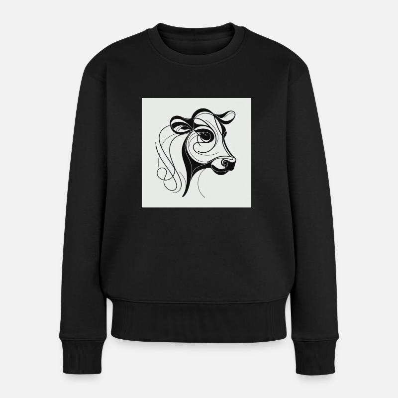 Kuh gezeichnet - Frauen Premium Bio Pullover - Schwarz