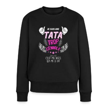 Tante zu tolles Geschenk von einer Nichte - Frauen Premium Bio Pullover - Schwarz - Vorne - Julia (174cm)