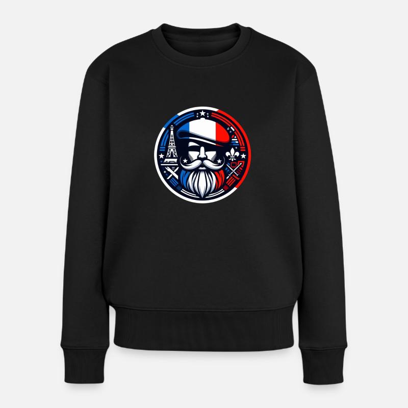 Französische Familie - Frauen Premium Bio Pullover - Schwarz