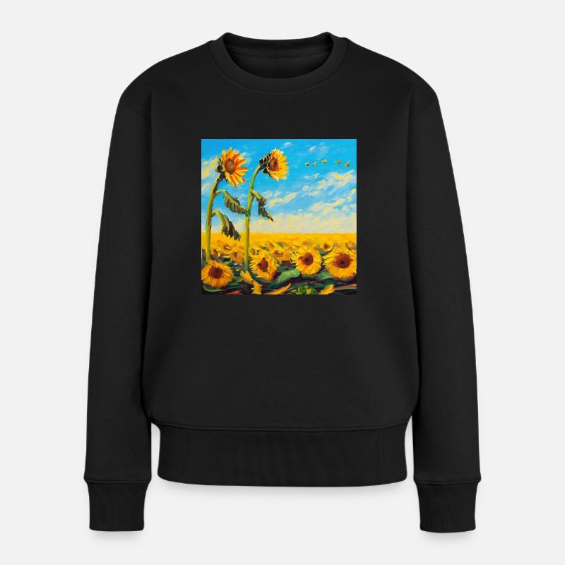 Sonnenblumen - Frauen Premium Bio Pullover - Schwarz