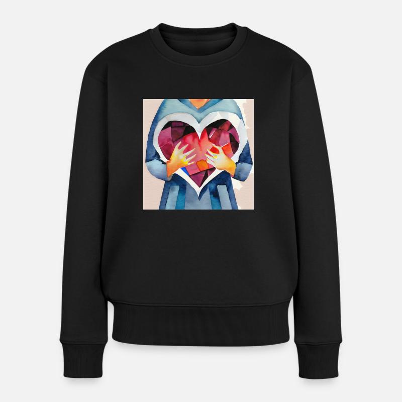 Von ganzem Herzen - Frauen Premium Bio Pullover - Schwarz