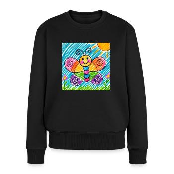 Schmetterling - Frauen Premium Bio Pullover - Schwarz - Vorne - Julia (174cm)