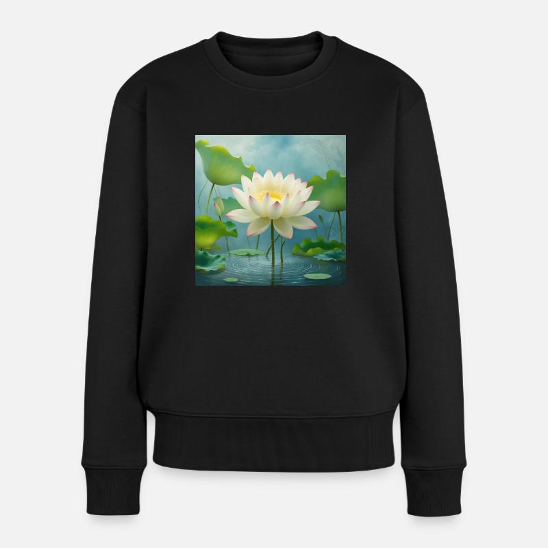 Lotusblüte - Frauen Premium Bio Pullover - Schwarz