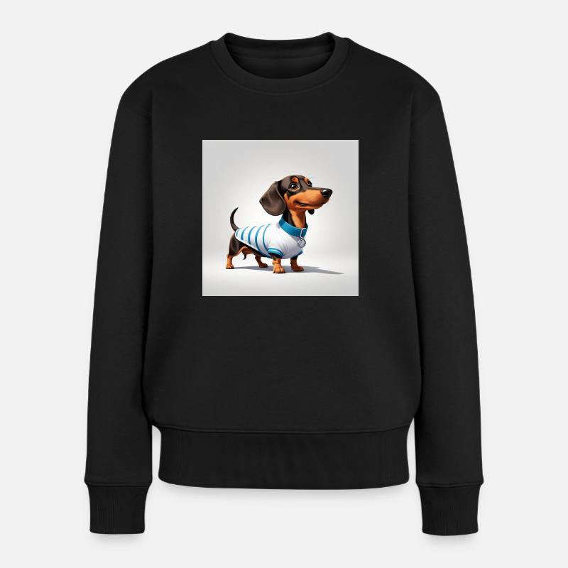 Dackel in Hundebekleidung - Frauen Premium Bio Pullover - Schwarz