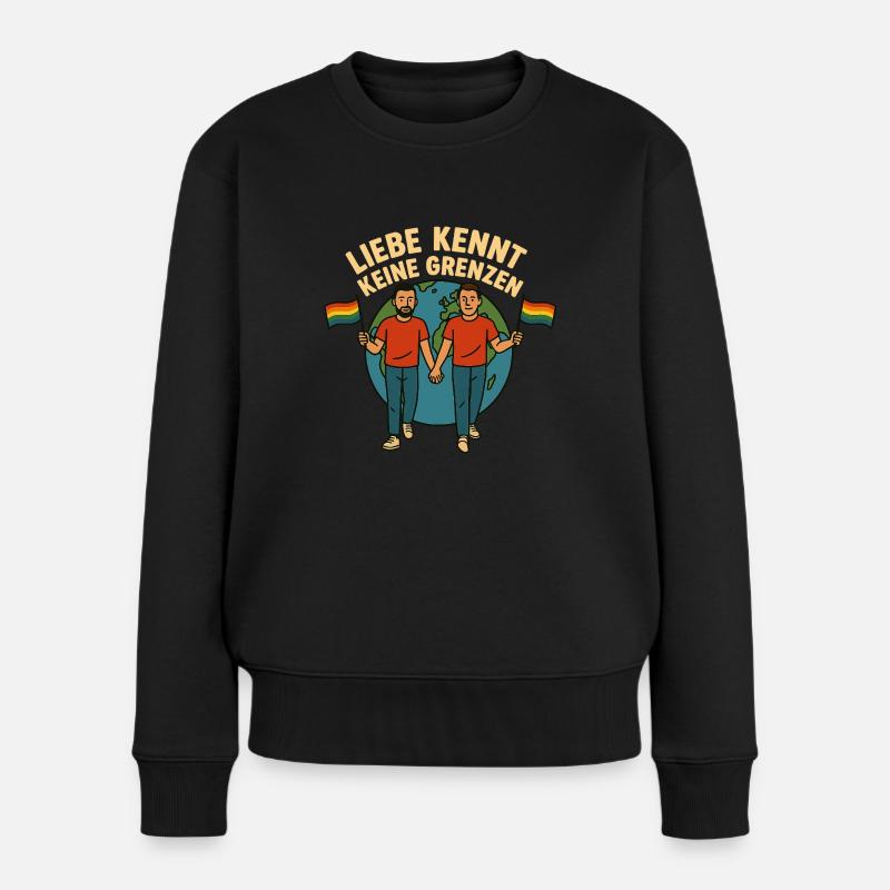 Liebe kennt keine Grenzen - Frauen Premium Bio Pullover - Schwarz
