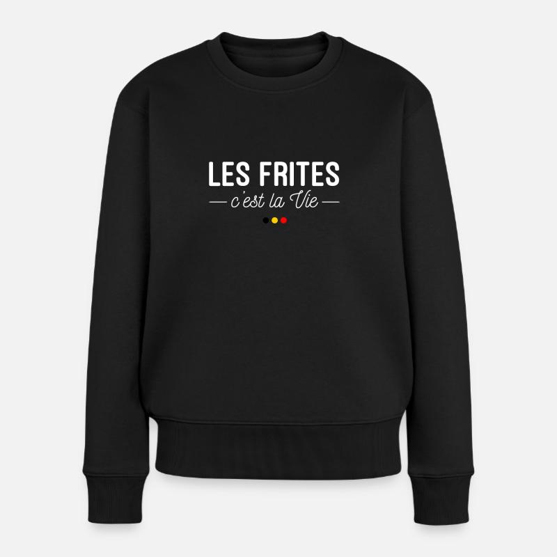 Les Frites, c'est la Vie ! - Pull Premium bio Femme - noir
