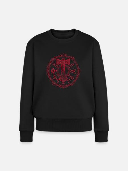 Wikinger Hammer Runenkreis Asatru Heidentum - Frauen Premium Bio Pullover - Schwarz