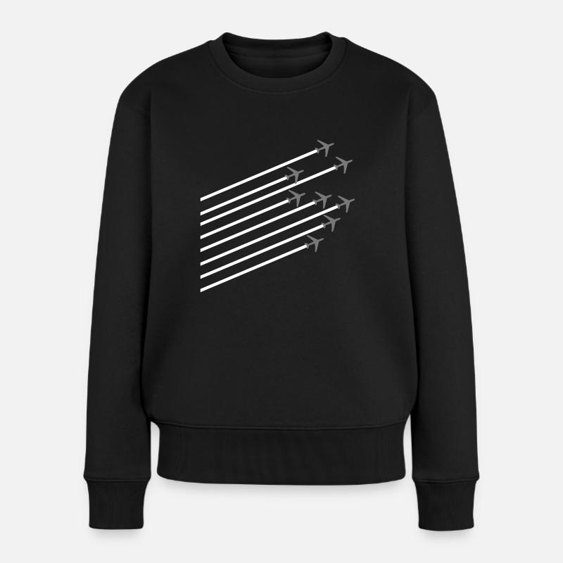 Flugzeug - Frauen Premium Bio Pullover - Schwarz