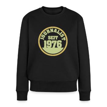 Witzig 1976 - Frauen Premium Bio Pullover - Schwarz - Vorne - Julia (174cm)