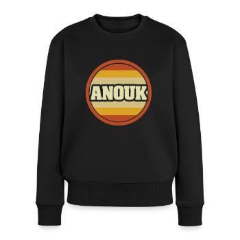 Vorname Anouk - Frauen Premium Bio Pullover - Schwarz - Vorne - Julia (174cm)