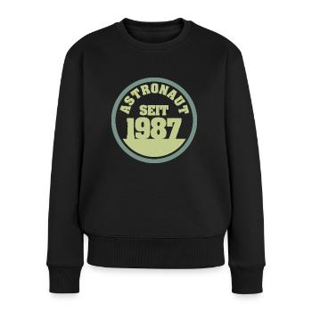 1987 - Frauen Premium Bio Pullover - Schwarz - Vorne - Julia (174cm)