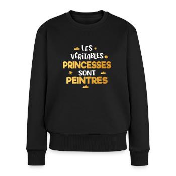 Peintre femme cadeau drôle humour princesse - Pull Premium bio Femme - noir - Devant - Julia (174cm)