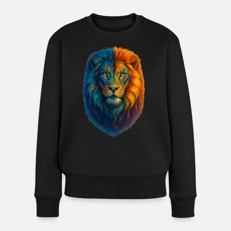 Lion multicolore - Pull Premium bio Femme - noir
