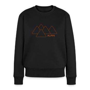 Alpin Bergwanderung Gipfelgrat Hüttengaudi Berg - Frauen Premium Bio Pullover - Schwarz - Vorne - Julia (174cm)
