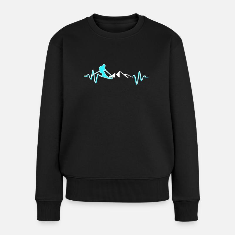 skifahrer - Frauen Premium Bio Pullover - Schwarz