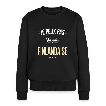 Je peux pas je suis Finlandaise - Pull Premium bio Femme - noir - Devant - Julia (174cm)