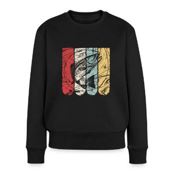 Fishing Fish on the Hook Retro Vintage Gift - Women's Premium Organic Jumper - black - Front - Julia (174cm)