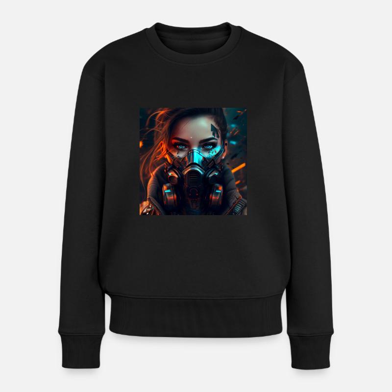 Femme de science-fiction avec masque - Pull Premium bio Femme - noir