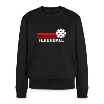 Floorball Unihockey FLOORBALL-life Floorballer - Frauen Premium Bio Pullover - Schwarz - Vorne - Julia (174cm)