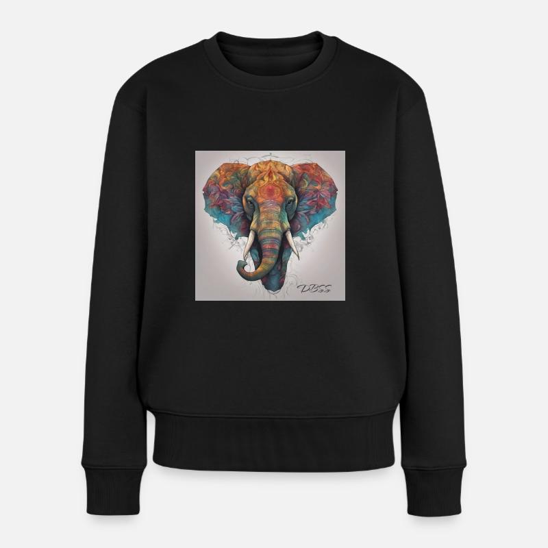 Großer Elefant - Frauen Premium Bio Pullover - Schwarz