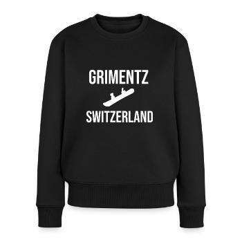 Grimentz Snowboarding im Wallis - Frauen Premium Bio Pullover - Schwarz - Vorne - Julia (174cm)