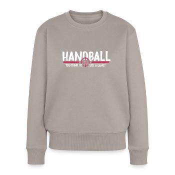 Handball Jump Throw HandballGame HandballJoueur - Pull Premium bio Femme - taupe - Devant - Julia (174cm)