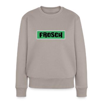 Frosch froschgrüner Froschkönig Prinz-Frosch - Frauen Premium Bio Pullover - Taupe - Vorne - Julia (174cm)