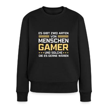 Es gibt zwei Arten von Menschen - Gamer - Frauen Premium Bio Pullover - Schwarz - Vorne - Julia (174cm)