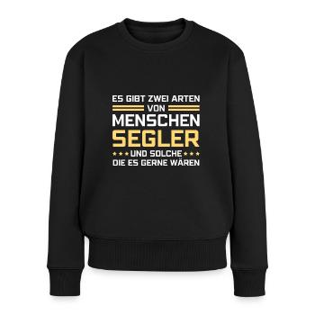 Es gibt zwei Arten von Menschen - Segler - Frauen Premium Bio Pullover - Schwarz - Vorne - Julia (174cm)