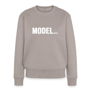 Modellbau Modelleisenbahn Eisenbahn Lok - Frauen Premium Bio Pullover - Taupe - Vorne - Julia (174cm)