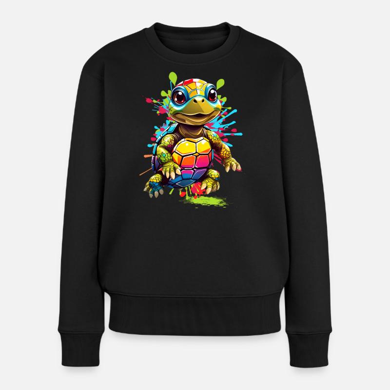 Schildkröte - Frauen Premium Bio Pullover - Schwarz