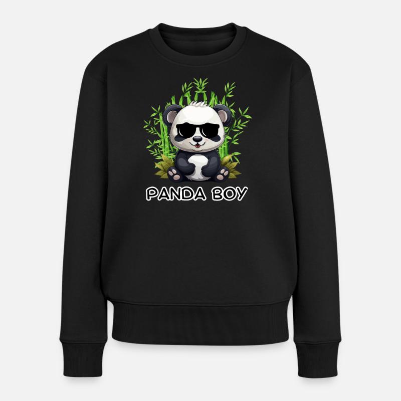 Panda Boy : design panda avec lunettes - Pull Premium bio Femme - noir