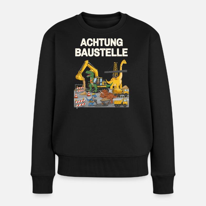 Dinosaurier Baustelle - Frauen Premium Bio Pullover - Schwarz