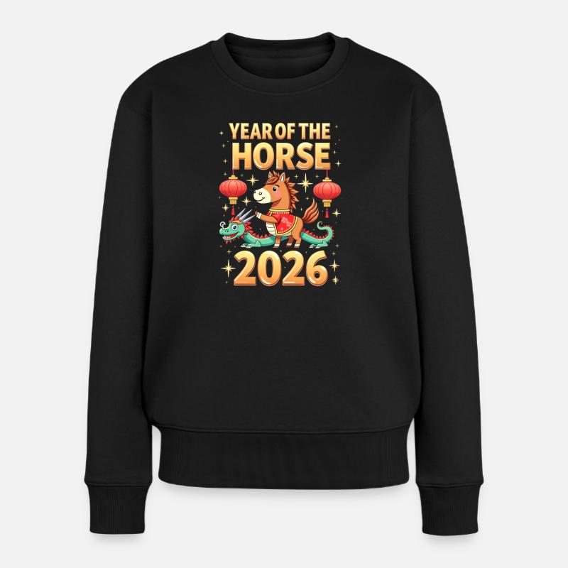 Nouvel An chinois du cheval 2026 - Pull Premium bio Femme - noir