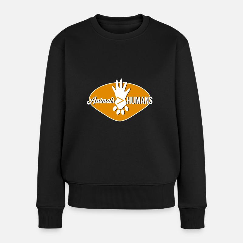 Tiere > Menschen - Frauen Premium Bio Pullover - Schwarz