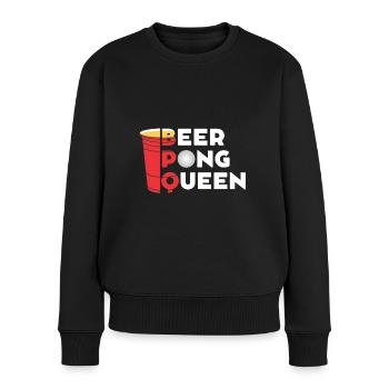 Beerpong queen - Frauen Premium Bio Pullover - Schwarz - Vorne - Julia (174cm)