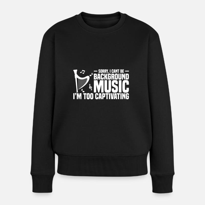 Harfe Musikinstrument - Frauen Premium Bio Pullover - Schwarz