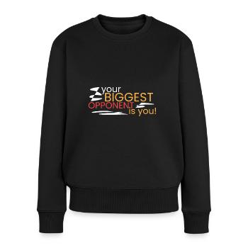 Your biggest opponent is yourself! - Women's Premium Organic Jumper - black - Front - Julia (174cm)