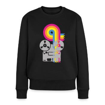 Tonband Rekorder - Reel to Reel - Frauen Premium Bio Pullover - Schwarz - Vorne - Julia (174cm)