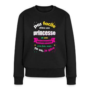 PRINCESSE ET ENSEIGNANTE - Pull Premium bio Femme - noir - Devant - Julia (174cm)