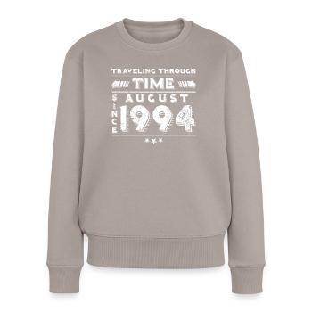 Vintage Time Travel Birthday Design August 1994 - Women's Premium Organic Jumper - taupe - Front - Julia (174cm)