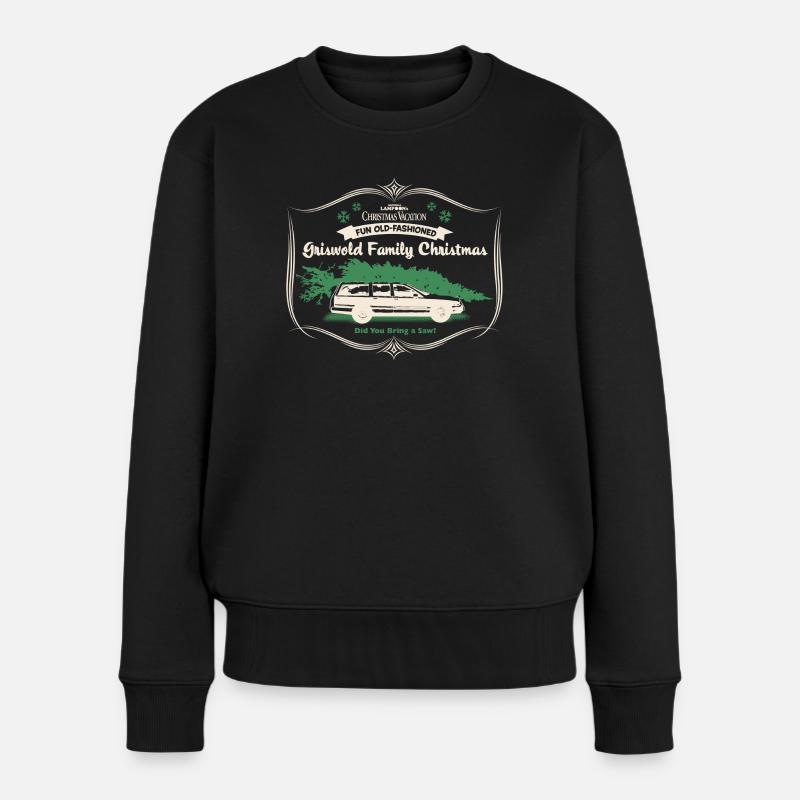 Schöne Bescherung Hast Du Eine Säge Mitgebracht? - Frauen Premium Bio Pullover - Schwarz