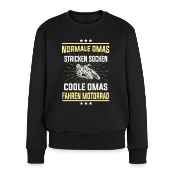 Coole Omas fahren Motorrad - Bikerin Shirt - Frauen Premium Bio Pullover - Schwarz - Vorne - Julia (174cm)