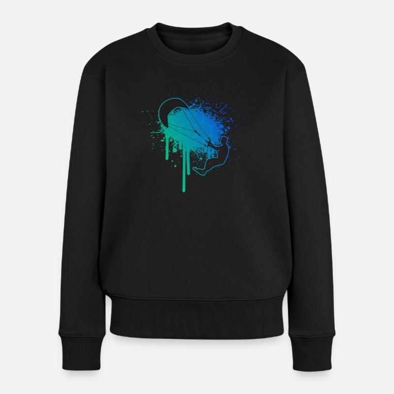 Kite Kitesurfer Kitesurf Kitesurfen Herren - Frauen Premium Bio Pullover - Schwarz