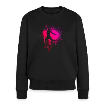 Damen Fussballspielen Fussballspieler Fussballer - Frauen Premium Bio Pullover - Schwarz - Vorne - Julia (174cm)