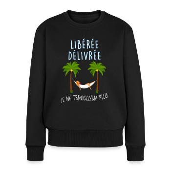 Retraite liberée delivrée - Pull Premium bio Femme - noir - Devant - Julia (174cm)