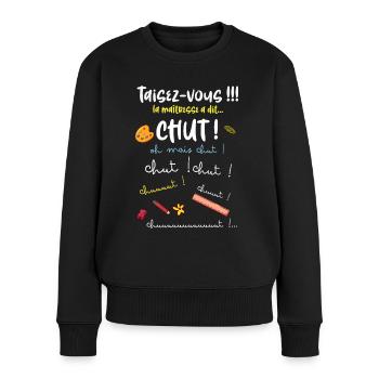 Idée cadeau pour ma maitresse d'école - Pull Premium bio Femme - noir - Devant - Julia (174cm)